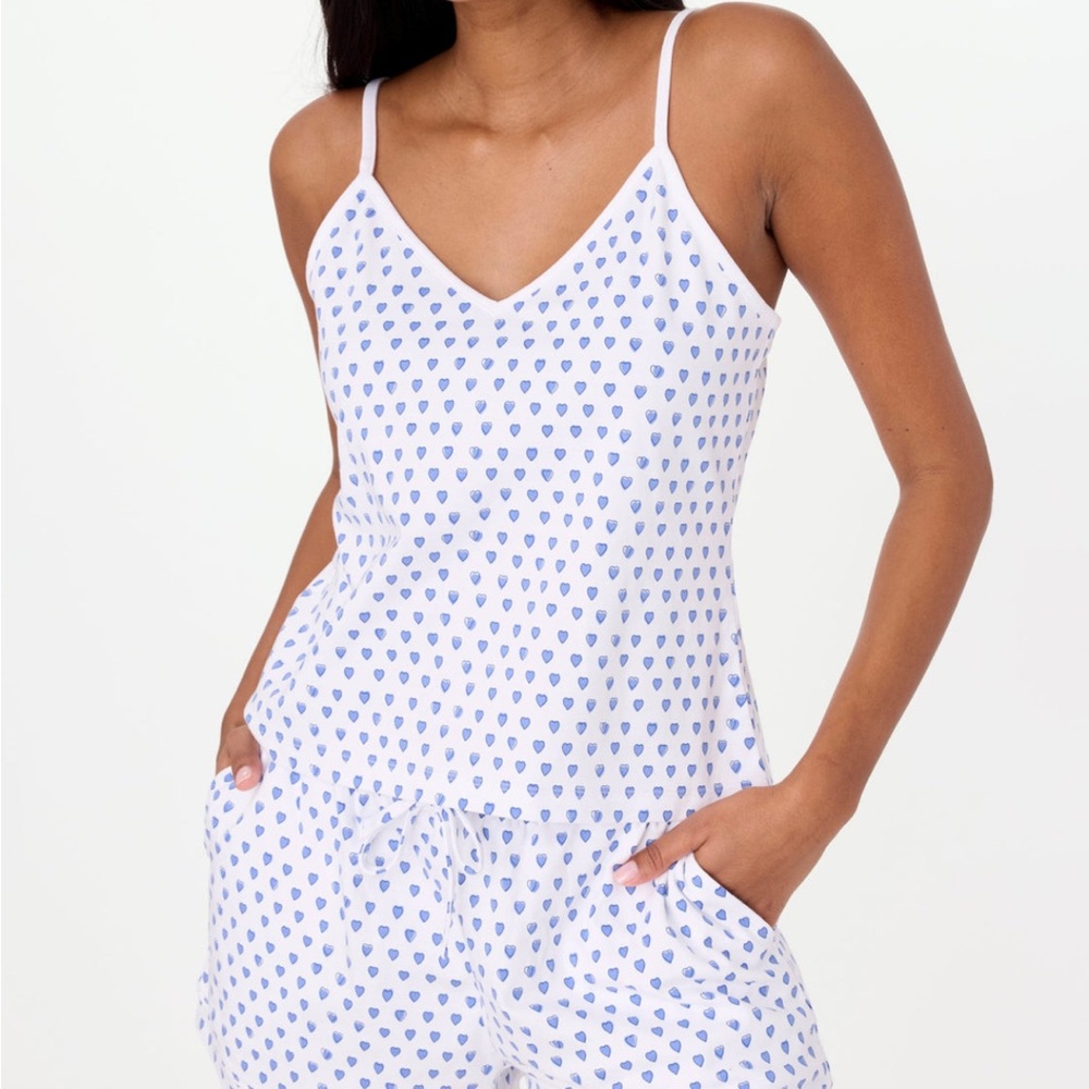 ROLLER RABBIT Blue Heart Mischa Tank Pajama Set Women's Size Small